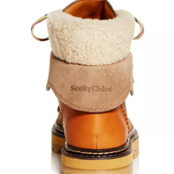 sz US 37, 38 see by chloé Eileen shearling hiker boots MSRP$495 CLEARANCE - Picture 12 of 13